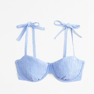 NWT Blue Abercrombie & Fitch A&F Curve Love Tie-Strap Underwire Bikini Top